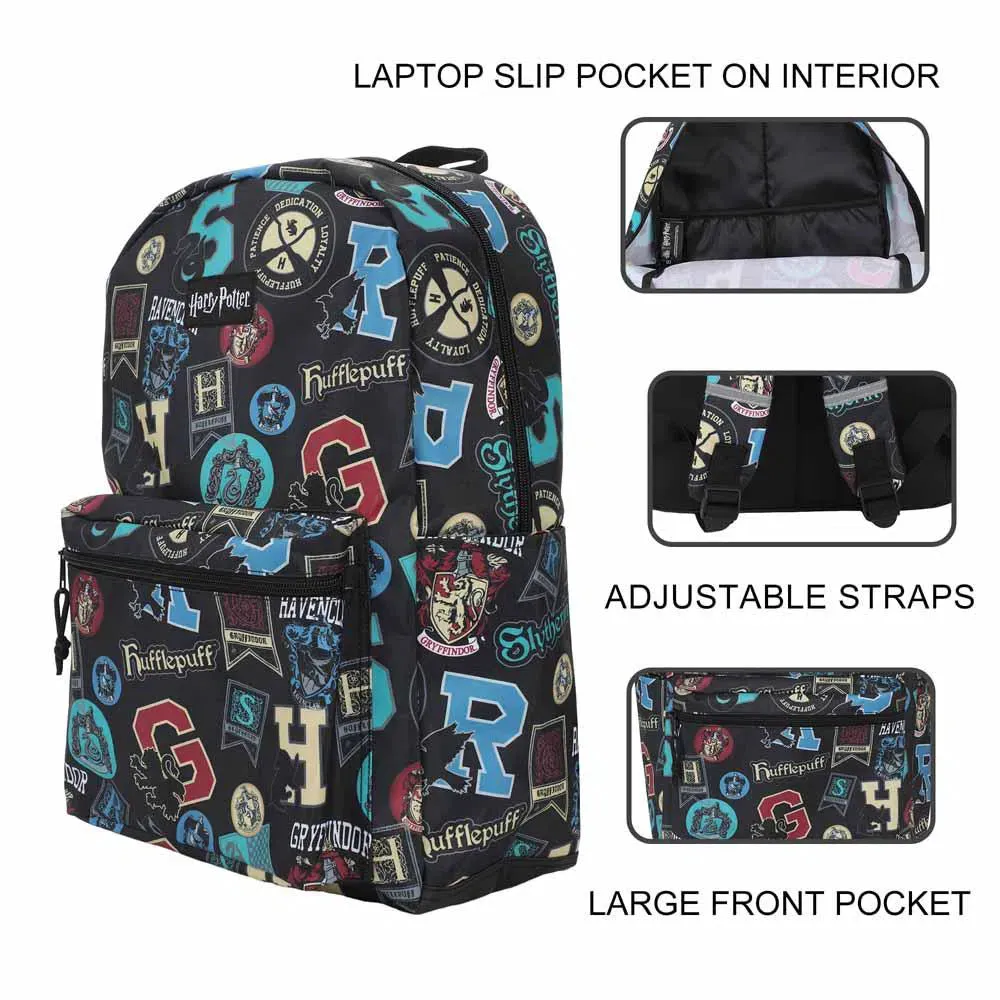 Harry Potter - Hogwarts Houses Laptop Backpack (All Over Print) - Bioworld