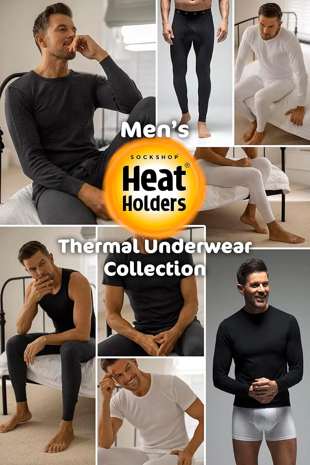 HEAT HOLDERS - Mens Winter Warm Thermal Underwear Short Sleeve Vest Top Shirt