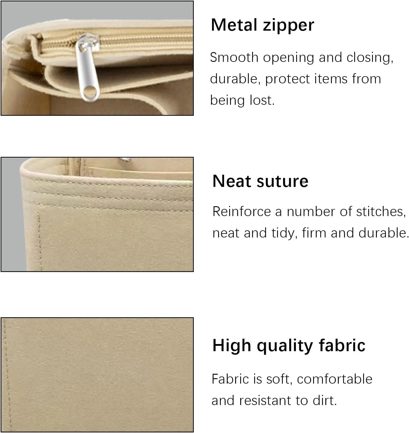 Hermes Birkin 31 Purse Organizer - Felt Insert Bag Organizer for Women - Khaki