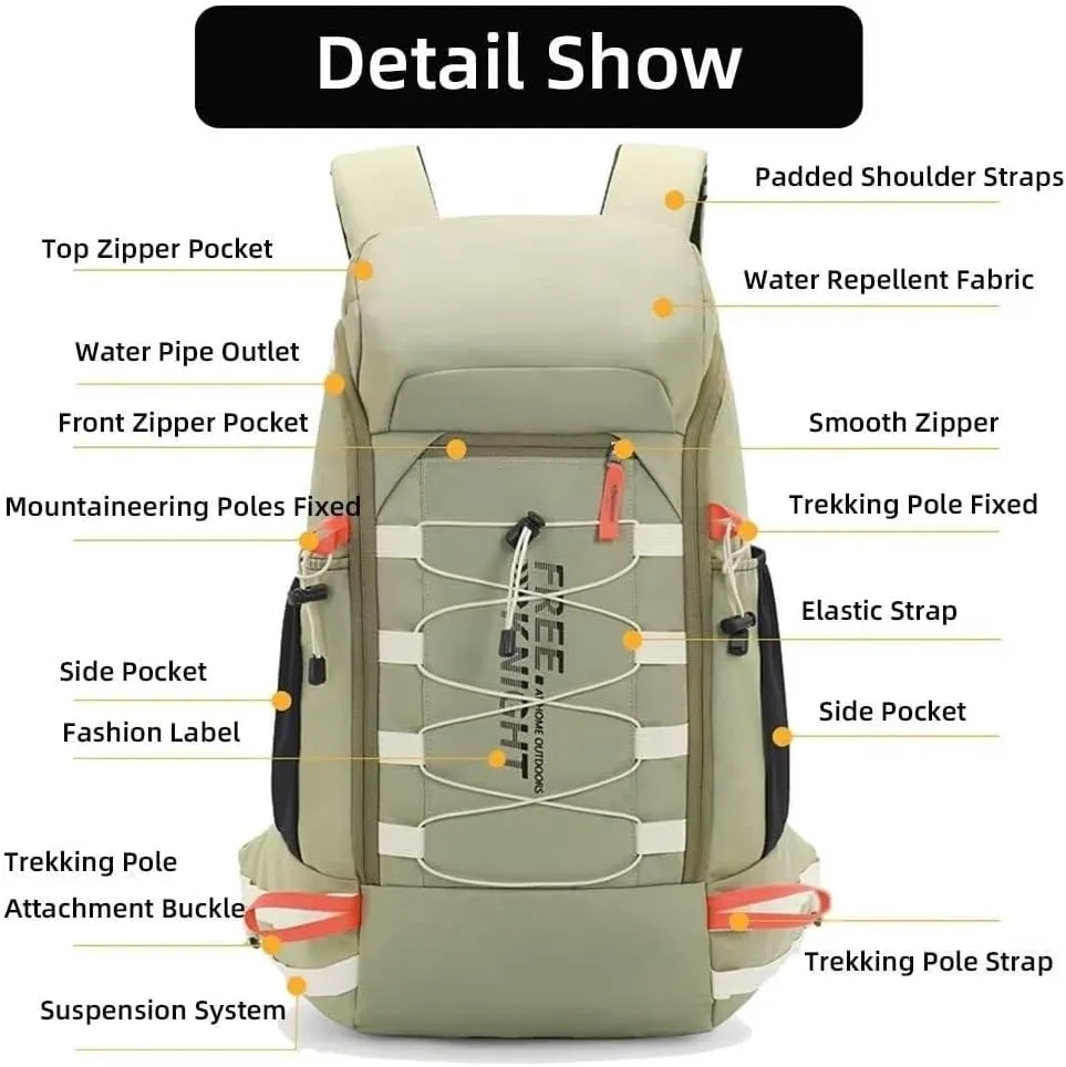 Hiking Daypack Lightweight Molle Large Camping Rucksack Men's Backpack Waterproof Assault Pack with Rain Cover 40L