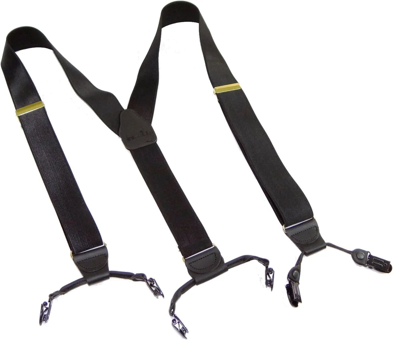 Hold-Up Suspender Double-Up Style 1 1/2" Wide Satin Finish Dress Suspenders for Men with the USA patented No-Slip clips