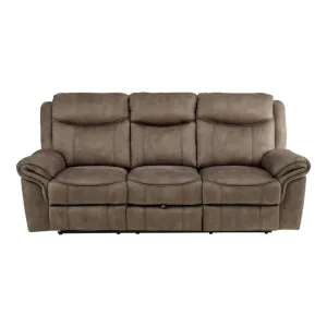 Homelegance Furniture Aram Double Glider Reclining Sofa in Dark Brown 8206NF-3