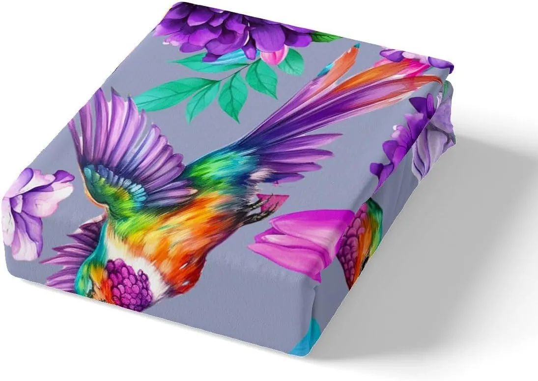 Hummingbird Comforter Cover Tropical Birds Bedding Set for Boys Girls Children Hummingbird Flowers Spring Botanical Gorgeous Grey Duvet Cover Farmhouse Garden Room Decor Full Size Quilt Cover 3Pcs
