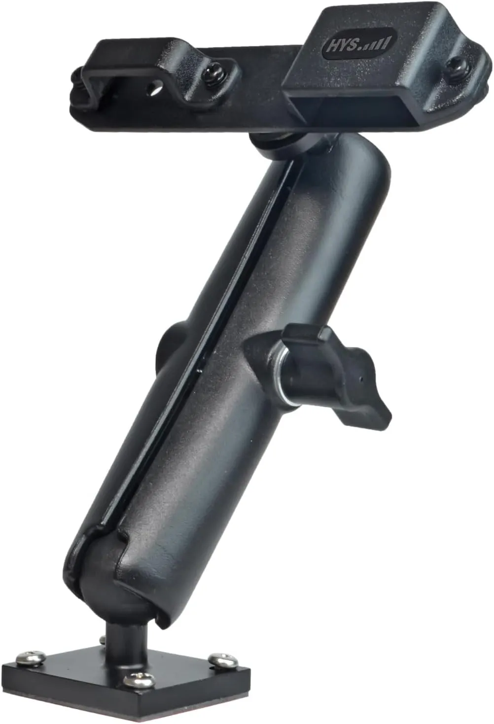 HYS Adhesive Truck & Car Walkie Talkie/Shoulder Speaker Mic Belt Clip Holder, Secure Grip, Heavy Duty Drill Base Tablet Mount, Sturdy 2-Way Radio Mount for Commercial Vehicles, Trucks, Table and Wall