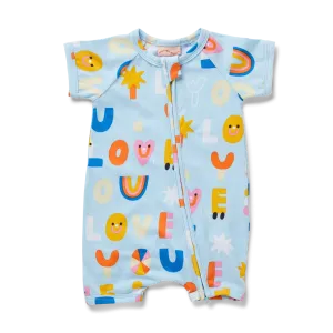 I Love You Sky Short Sleeve Zip Suit