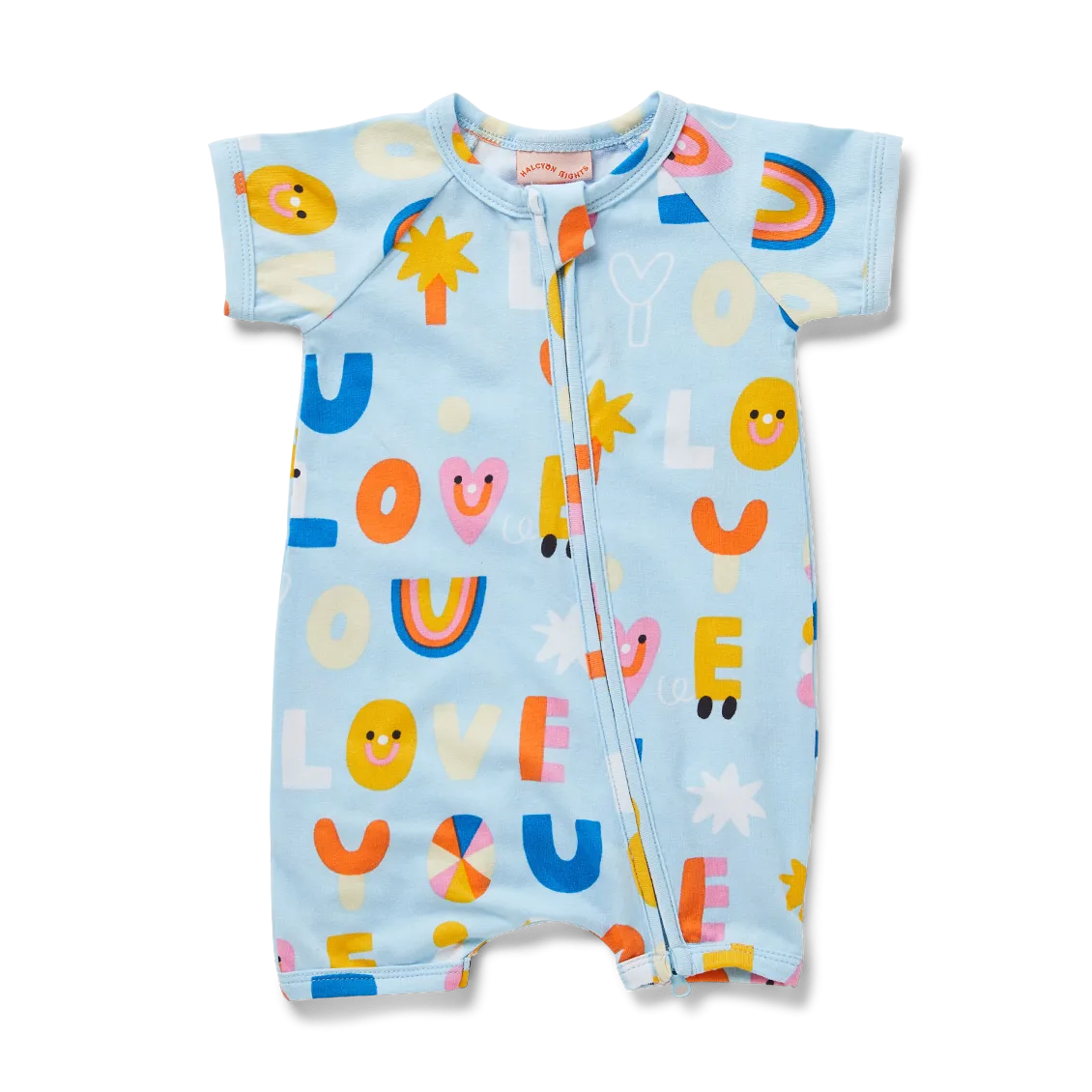 I Love You Sky Short Sleeve Zip Suit