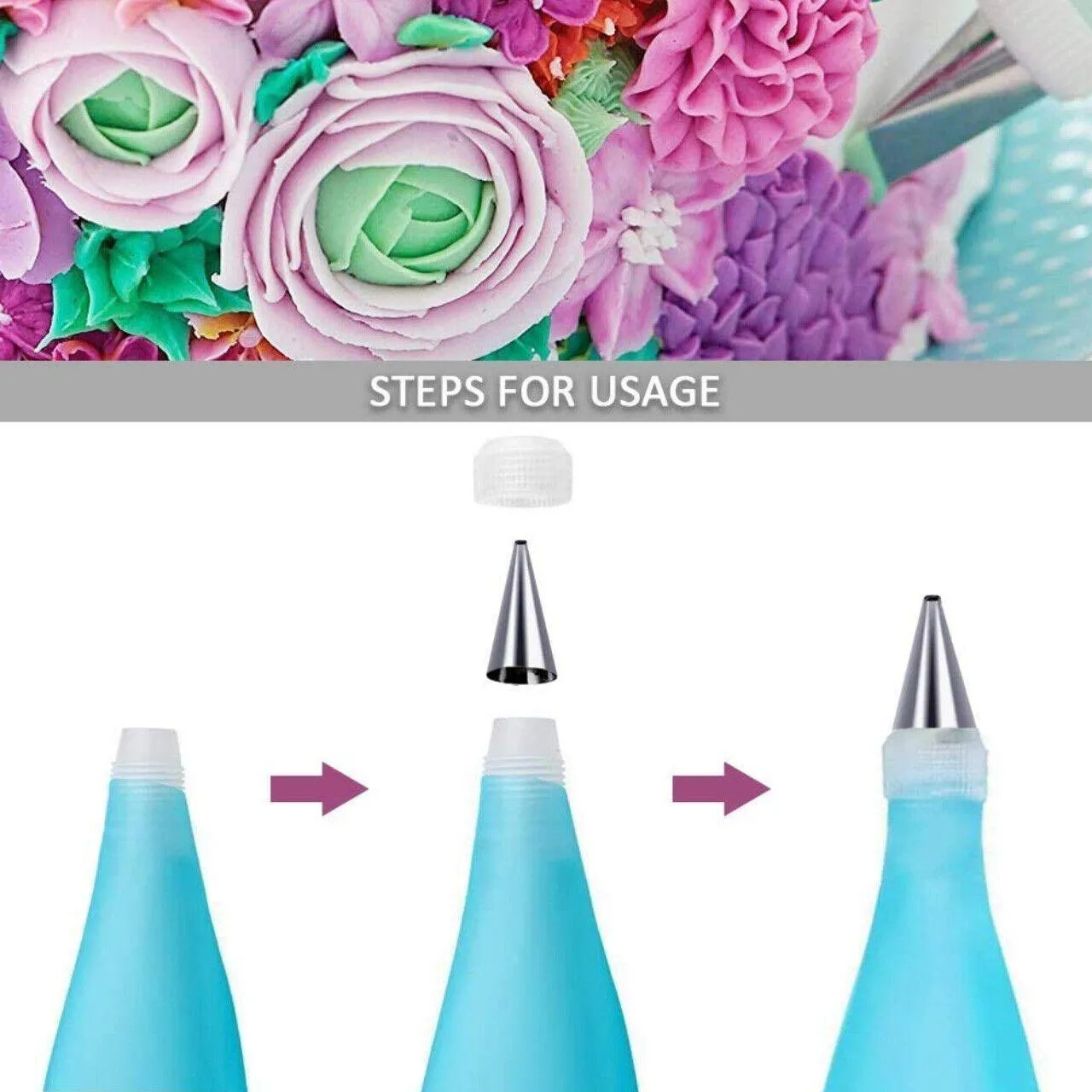 Icing Piping Bags 2PCS 20inch Silicone