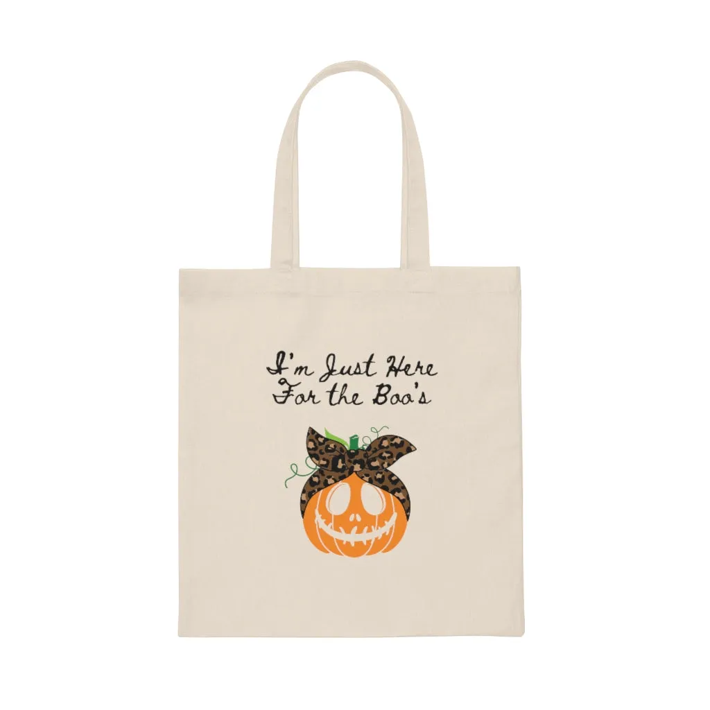 I'm Just Here For The Boos Canvas Tote Bag Fall Bag Funny Booze Sayings Halloween Bag Autumn Gift Fall Funny Tote Funny Tote Bags