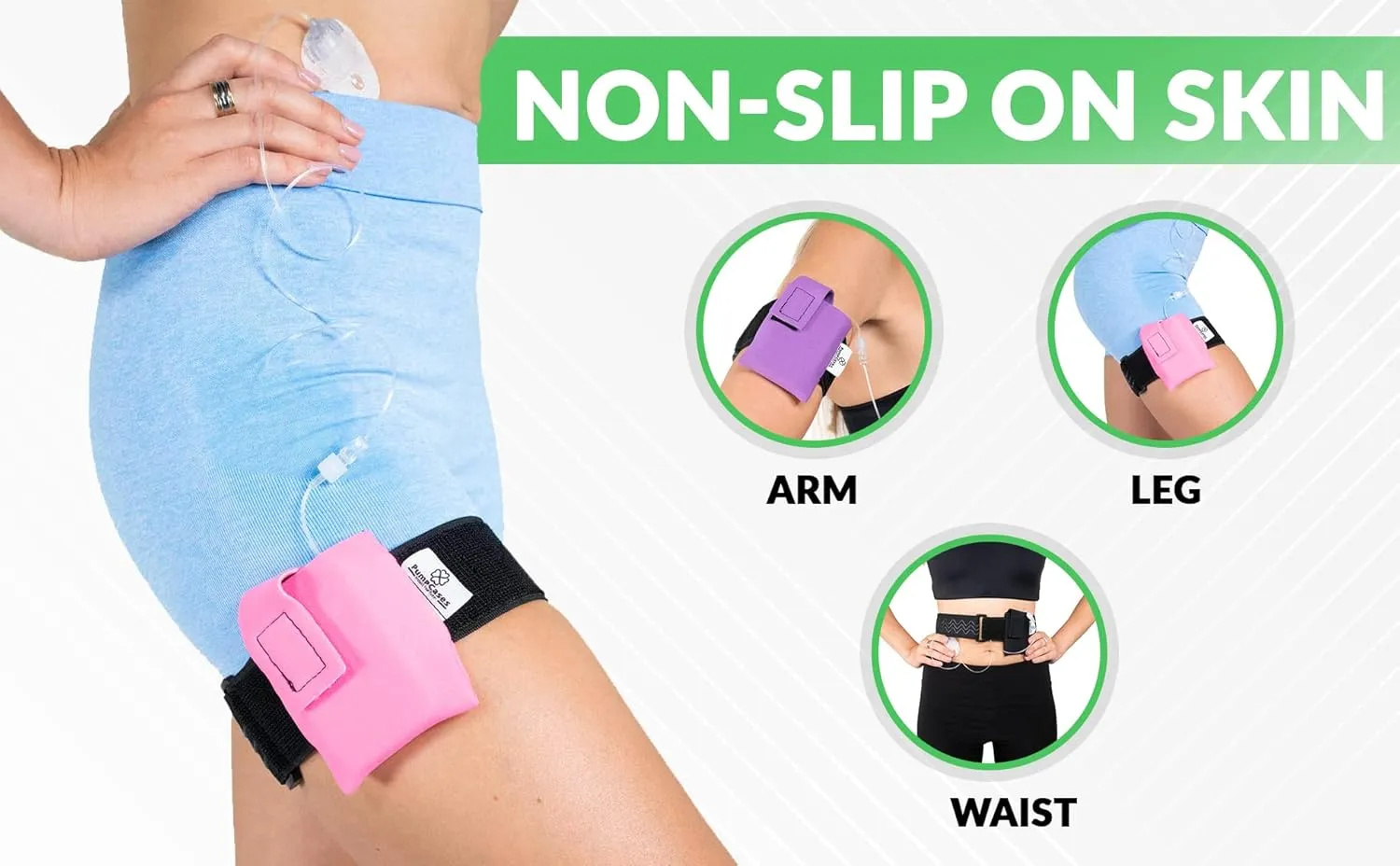 Insulin Pump Holder – Diabetic Insulin Pump Belt – Adjustable Athletic Insulin Pump Case – Pumpcases are Compatible with 630G / 670G / 770G – Assembled in The USA – (Black, M Leg)