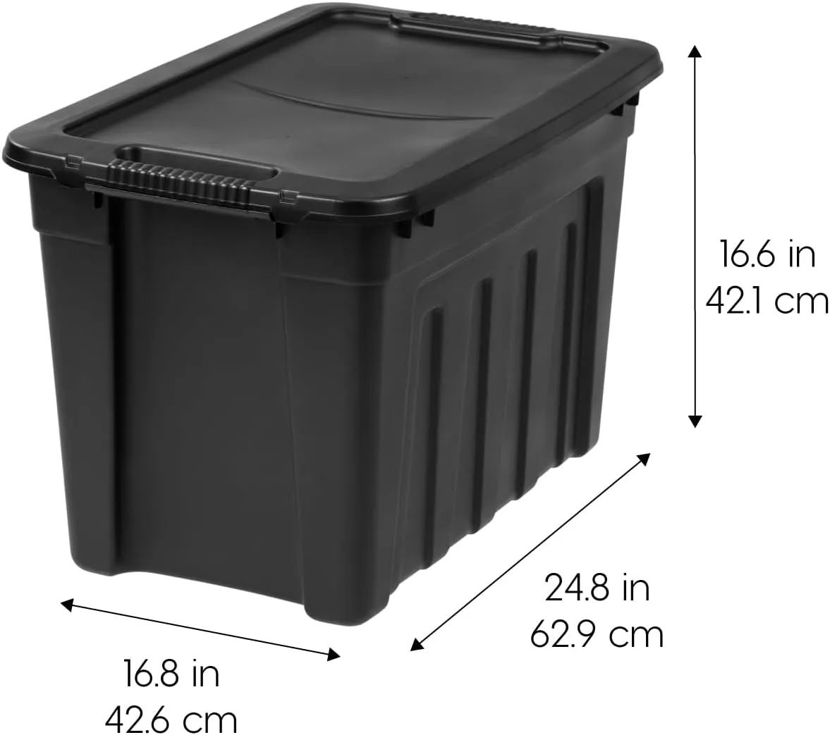 IRIS USA 20 Gallon Heavy Duty Storage Totes with Easy-Grip Handles, 4 Pack - Large Bins with Lids Garage Organizing Tubs, Durable Stackable Utility Containers, Made in USA - Black