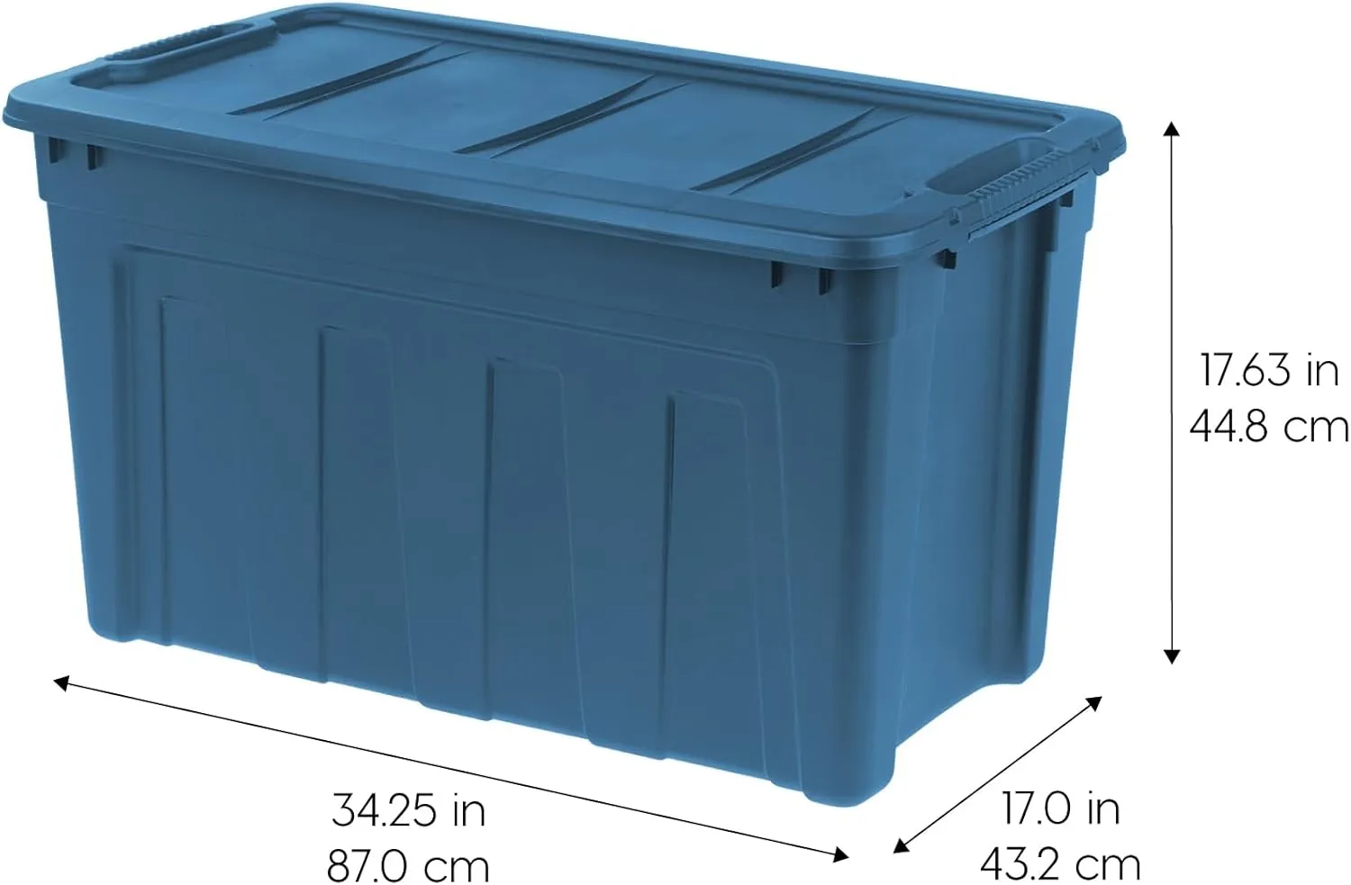 IRIS USA 31 Gallon Eco-Friendly Heavy Duty Totes for Storage with Easy-Grip Handles, 4 Pack - Made in USA, Storage Bins with Lids, Durable Stackable Utility Containers, Large Garage Organizing - Navy