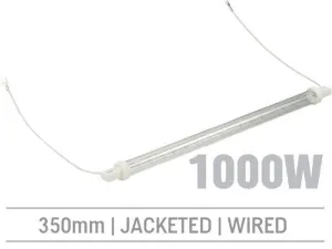 IRL1000LHRJ - 1000W Jacketed Infrared Quartz Bulb, Hard Wired with Flying Leads 350mm
