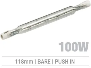 IRL100B - 100W Bare Infrared Quartz Bulb, Push-In 118mm