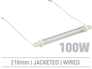 IRL100LHRJ - 100W Jacketed Infrared Quartz Bulb, Hard Wired with Flying Leads 216mm