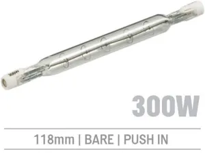 IRL300B - 300W Bare Infrared Quartz Bulb, Push-In 118mm