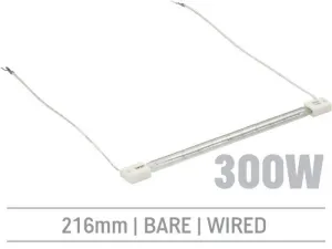 IRL300LHRB - 300W Bare Infrared Quartz Bulb, Hard Wired with Flying Leads 216mm