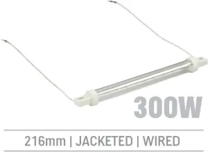 IRL300LHRJ - 300W Jacketed Infrared Quartz Bulb, Hard Wired with Flying Leads 216mm