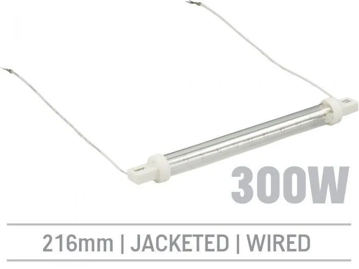 IRL300LHRJ - 300W Jacketed Infrared Quartz Bulb, Hard Wired with Flying Leads 216mm