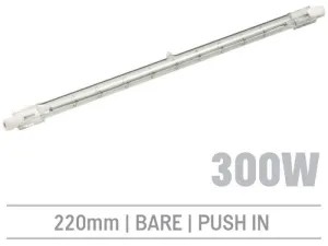 IRL300PB - 300W Bare Infrared Quartz Bulb, Push-In 220mm