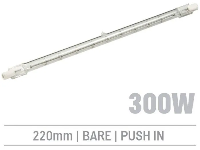 IRL300PB - 300W Bare Infrared Quartz Bulb, Push-In 220mm