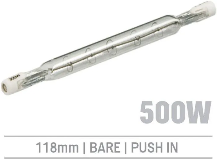 IRL500B - 500W Bare Infrared Quartz Bulb, Push-In 118mm