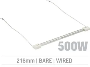 IRL500LHRB - 500W Bare Infrared Quartz Bulb, Hard Wired with Flying Leads 216mm
