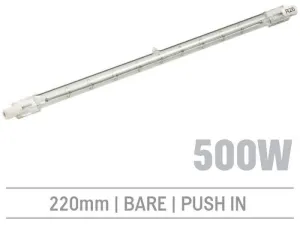 IRL500PB - 500W Bare Infrared Quartz Bulb, Push-In 220mm
