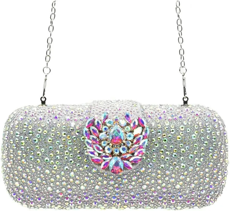 Italian Diamond Shoes and Bags Matching Set Rhinestone Party Wedding Luxury Women Set