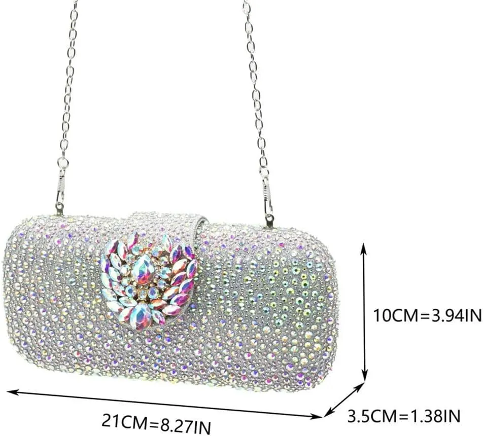 Italian Diamond Shoes and Bags Matching Set Rhinestone Party Wedding Luxury Women Set