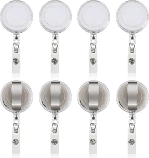 JANYUN 100 Pcs Badge Reels Retractable Badges Holder for ID Card Keychain Whistles Lanyards for School Office (Clear White)