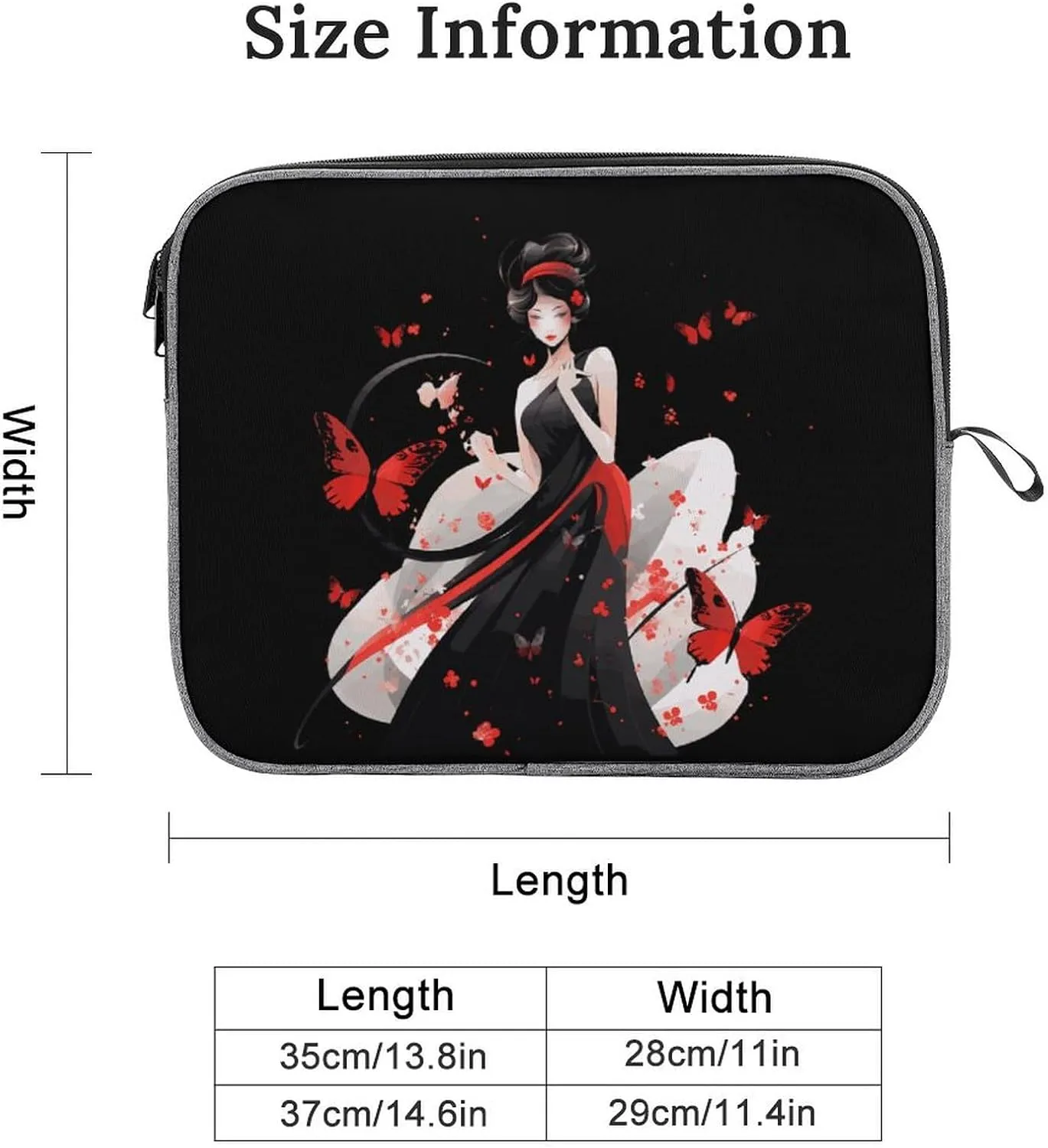 Japanese Woman In Dress Dark Mythical Laptop Case Notebook Case Laptop Sleeve Bag Computer Bag Briefcase Carrying Cover 13inch