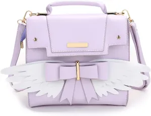 JHVYF Women's Cute Wings Bow Top Handle Cross Body Shoulder Bags Girls Kawaii Handbag