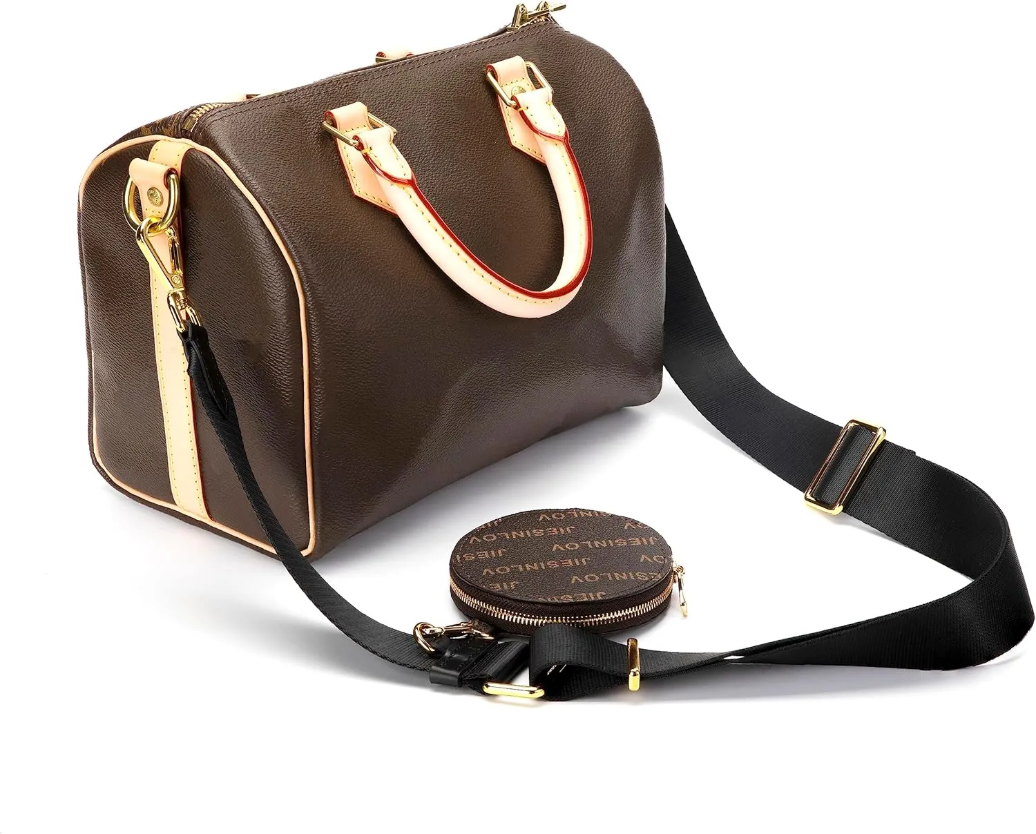 jiesinlov Black Purse Straps Replacement Crossbody Adjustable Shoulder Strap with Coin Purse Pouch for HOBO Bags (Small Purse Black-gold)