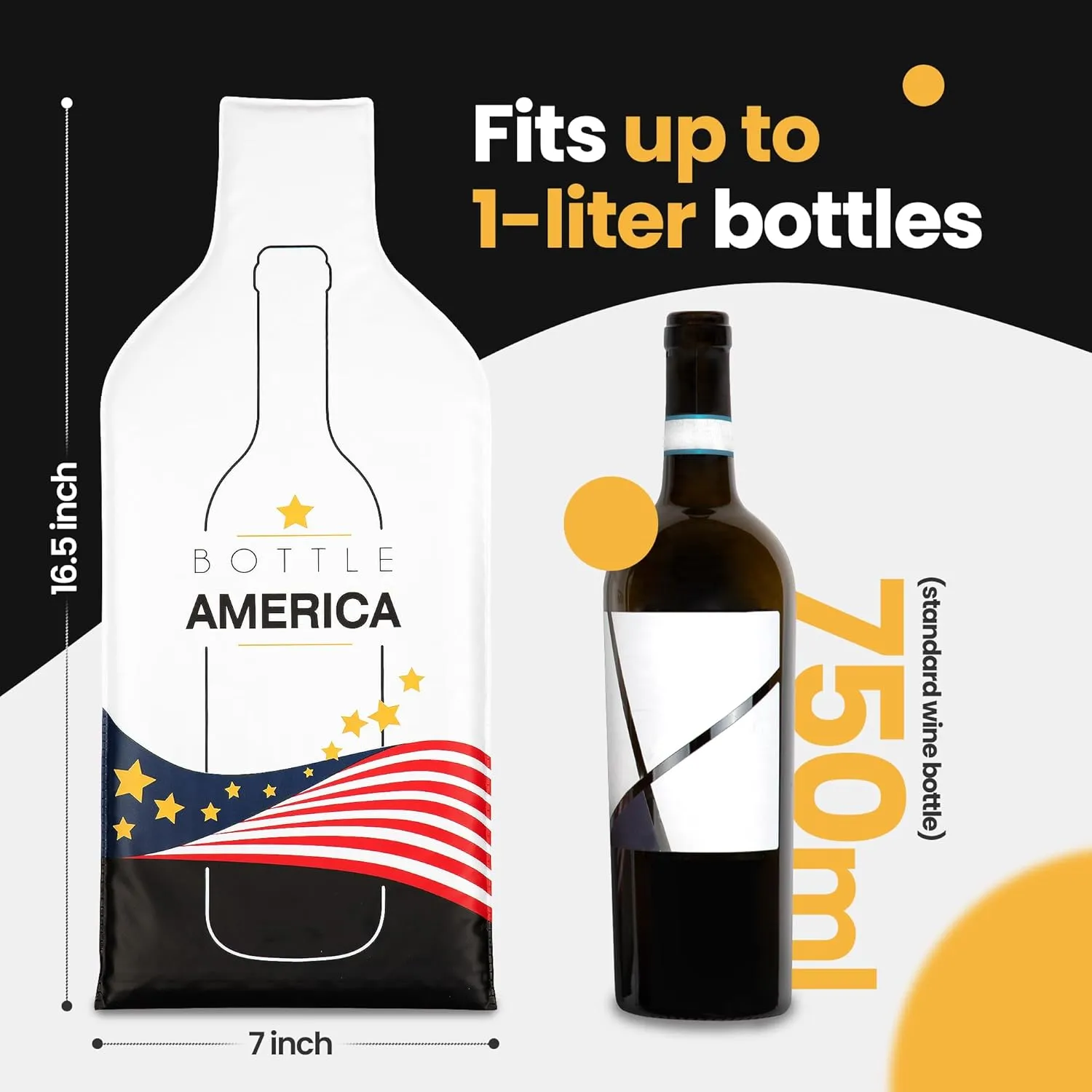 JIMMY THE FOX | Reusable Wine Bags for Travel | 3-Pack | Durable Triple-Layer Bottle Protector Sleeve | Leak-Proof & Impact-Resistant | Airplane & Cruise Luggage | Wine Lover Gifts - Bottle America