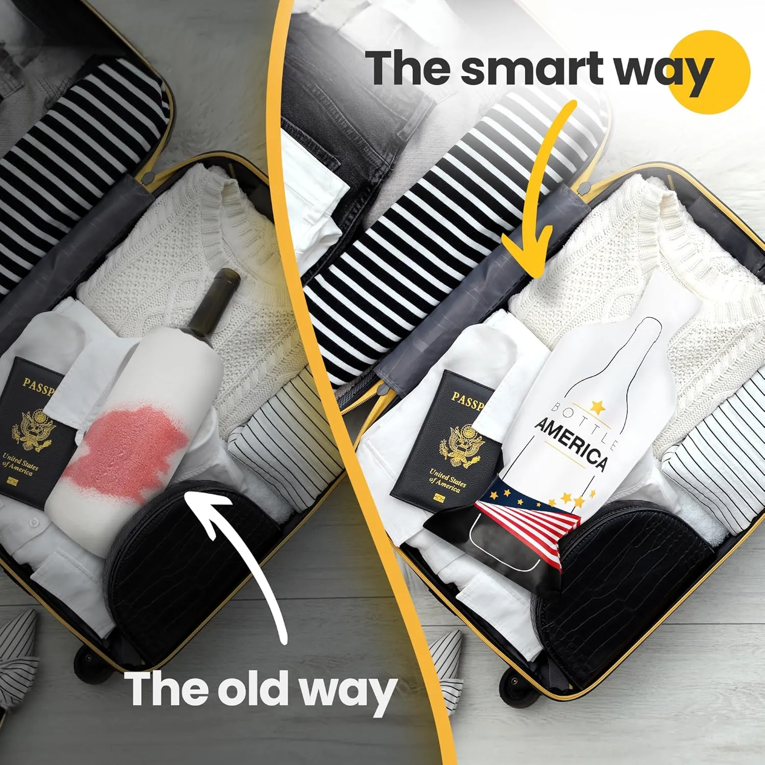 JIMMY THE FOX | Reusable Wine Bags for Travel | 3-Pack | Durable Triple-Layer Bottle Protector Sleeve | Leak-Proof & Impact-Resistant | Airplane & Cruise Luggage | Wine Lover Gifts - Bottle America