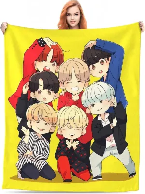 Jung Kook Blanket 50"X40" Soft and Comfortable Warm Fleece Throw Full Picture of Idol Group Blankets Yoga Blankets Beach Blanket Picnic Blankets Gift for Dorm Room Decor Sofa Bed Camping Travel