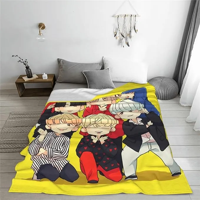 Jung Kook Blanket 50"X40" Soft and Comfortable Warm Fleece Throw Full Picture of Idol Group Blankets Yoga Blankets Beach Blanket Picnic Blankets Gift for Dorm Room Decor Sofa Bed Camping Travel