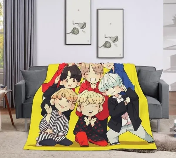 Jung Kook Blanket 50"X40" Soft and Comfortable Warm Fleece Throw Full Picture of Idol Group Blankets Yoga Blankets Beach Blanket Picnic Blankets Gift for Dorm Room Decor Sofa Bed Camping Travel