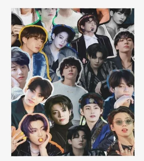 Jungkook Blanket Jeon Jung Kook Soft and Comfortable Warm Fleece Throw Full Picture of Idol Group Blankets 50"X40" Beach Blankets Gift for Dorm Room Decor Sofa Bed Camping Travel