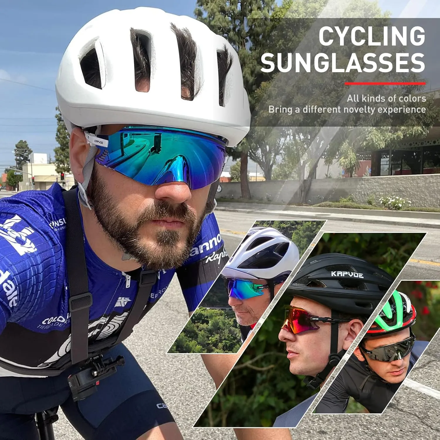 KAPVOE Cycling Glasses Mountain Bike Sunglasses MTB Windproof Motorcycle Goggles Men Women Triathlon Sports Running - K2