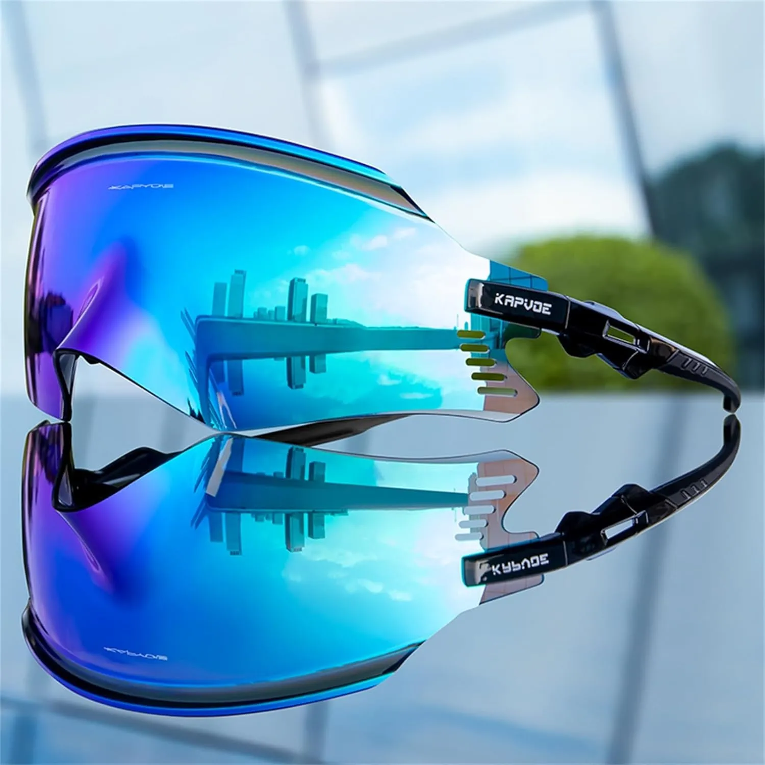 KAPVOE Cycling Glasses Mountain Bike Sunglasses MTB Windproof Motorcycle Goggles Men Women Triathlon Sports Running - K2