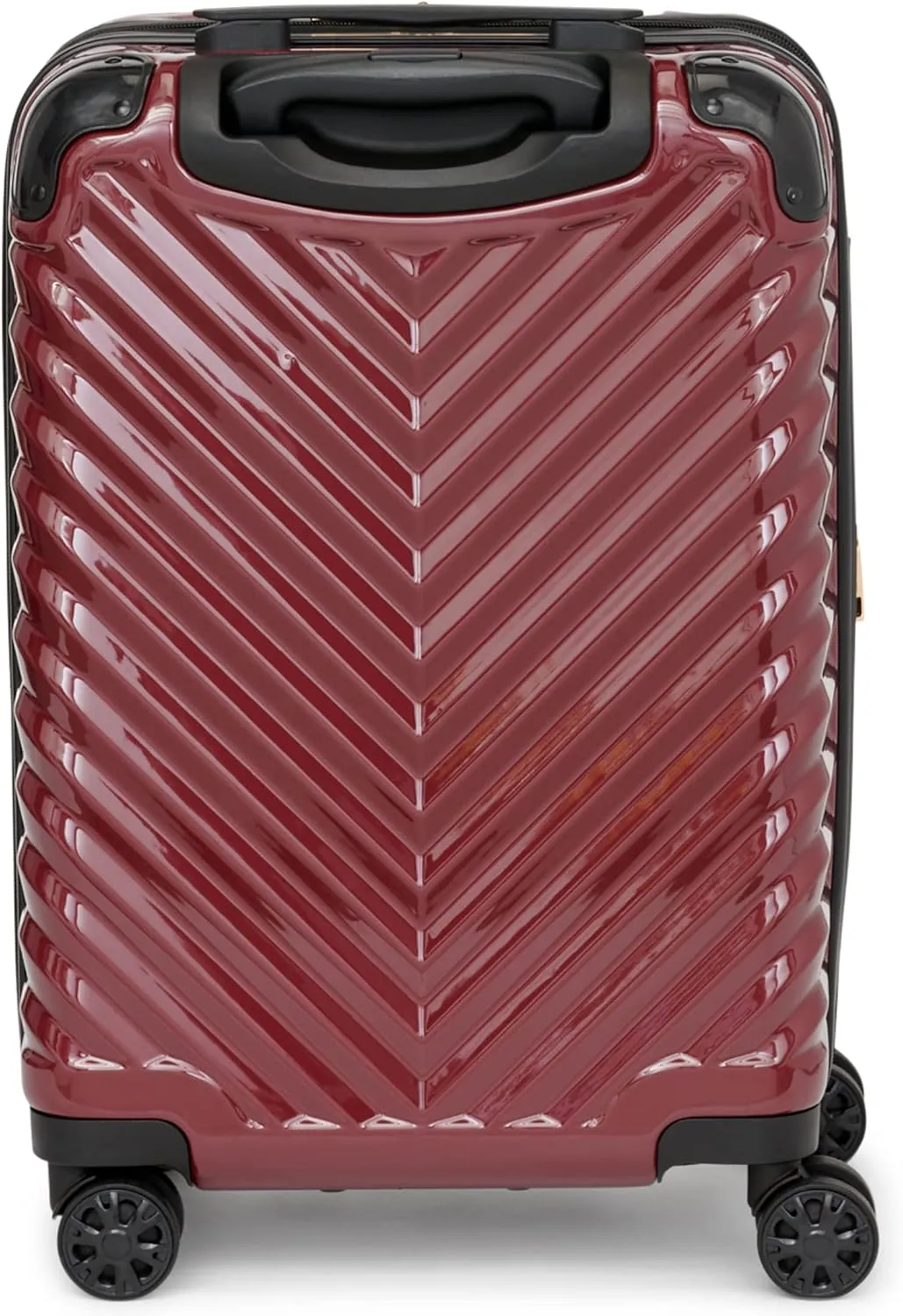 Karl Lagerfeld Paris Women's V-Stripe Upright Hardside Suitcase 20", Burgundy, One Size