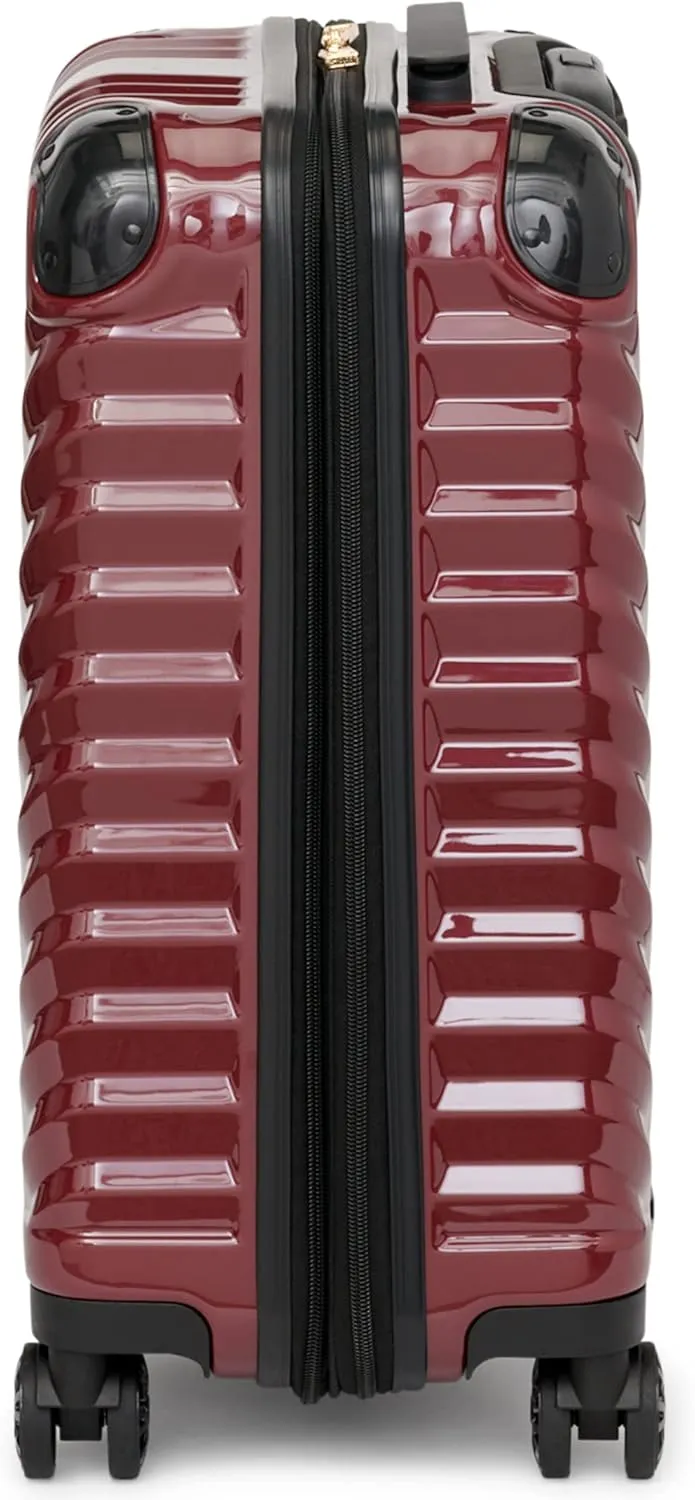 Karl Lagerfeld Paris Women's V-Stripe Upright Hardside Suitcase 20", Burgundy, One Size