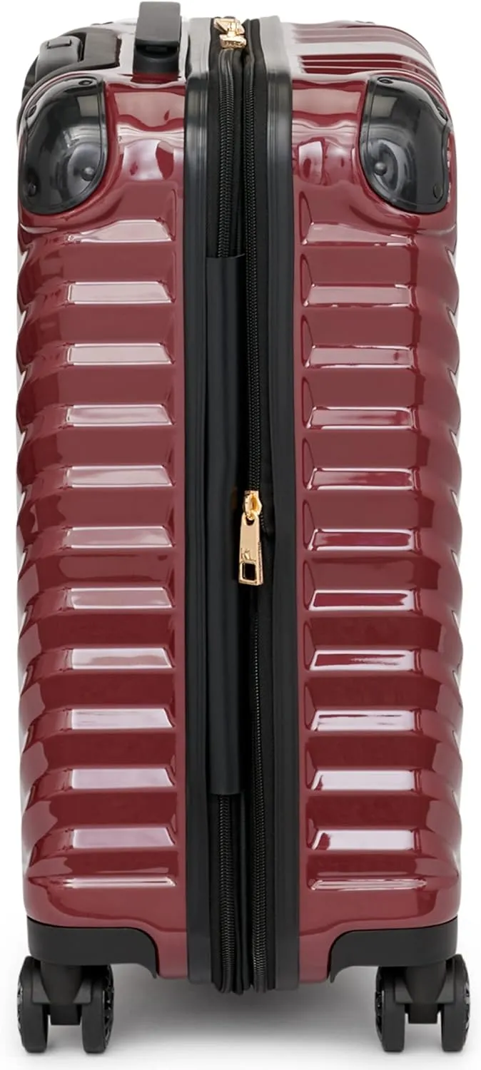 Karl Lagerfeld Paris Women's V-Stripe Upright Hardside Suitcase 20", Burgundy, One Size