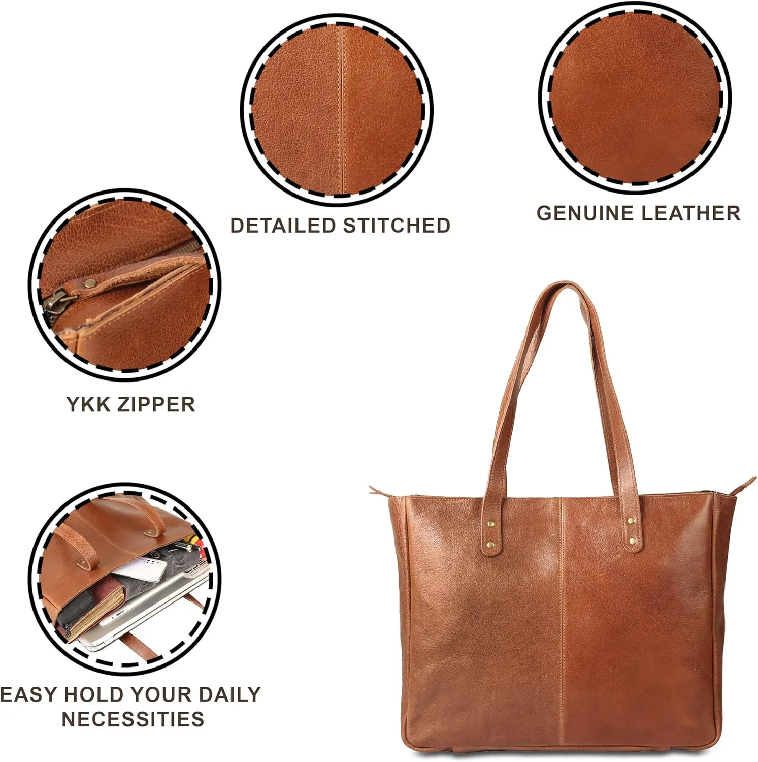 KomalC Leather Tote Bag for Women Purse Satchel Travel Bag Shopping Carry Messenger Multipurpose Handbag
