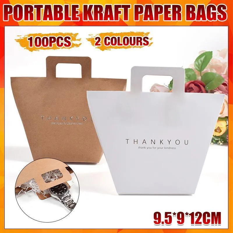 Kraft Paper Gift Pouches 100PCS 2Colours