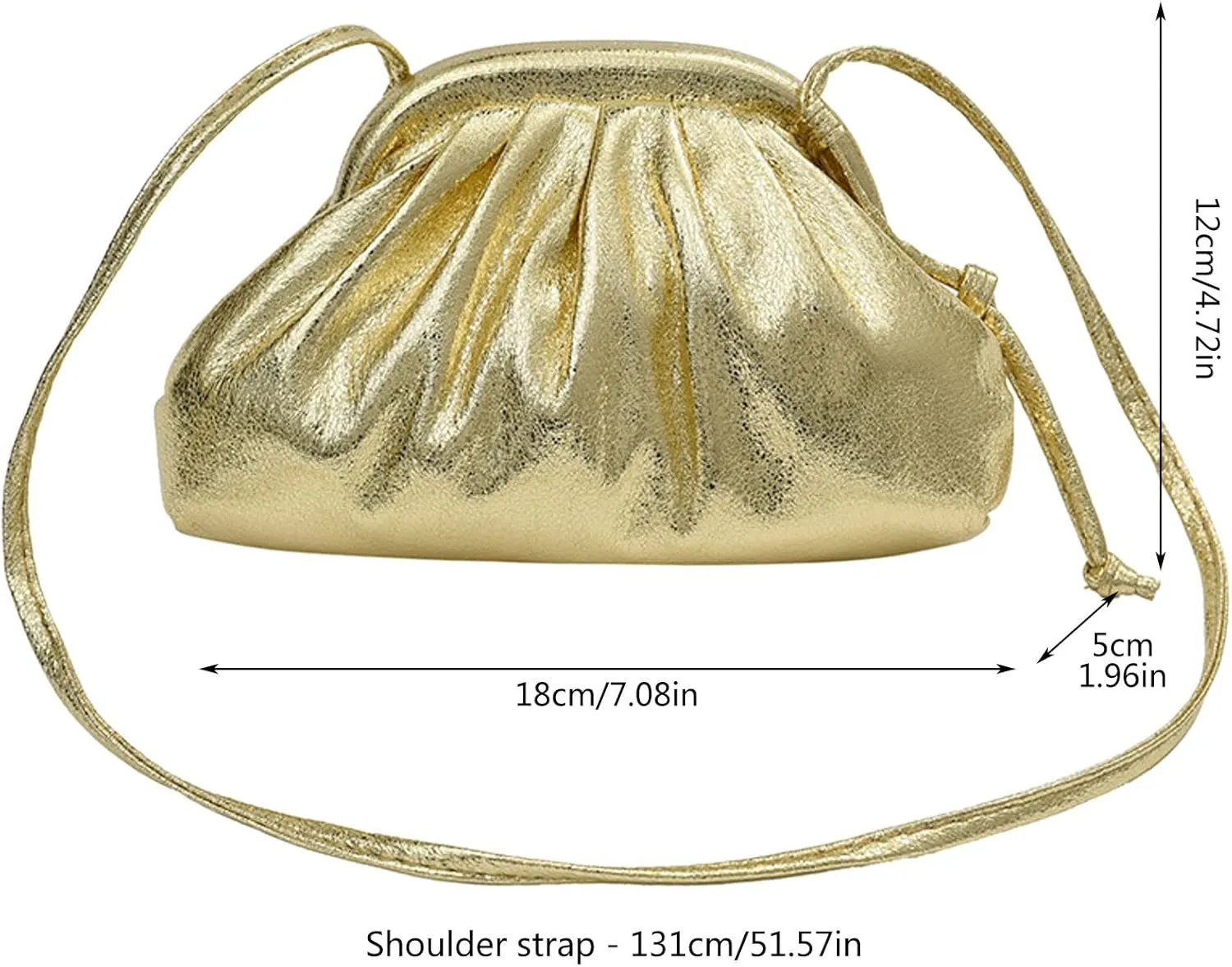 Ladies Crossbody Bag Clutch Clutch Clutch Clutches Large Capacity Pleated Bag Single Shoulder (Silver, One Size)
