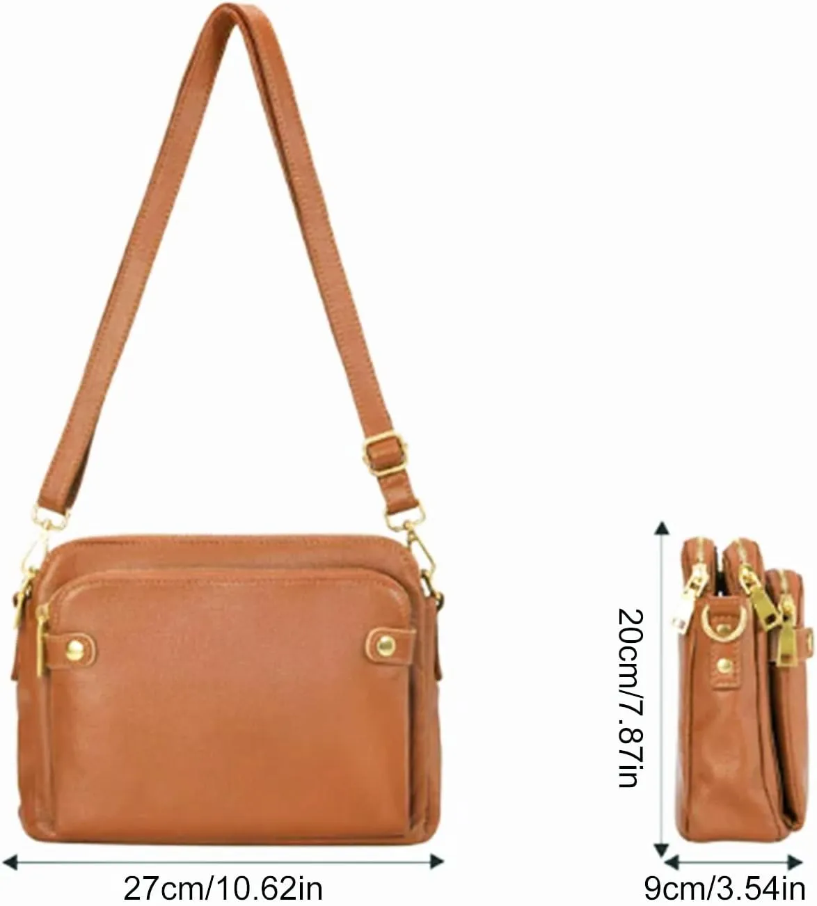 Ladies Fashion Leather Functional Adjustable Shoulder Single Shoulder Messenger Bag Mens Shoulder Bags (Black, One Size)