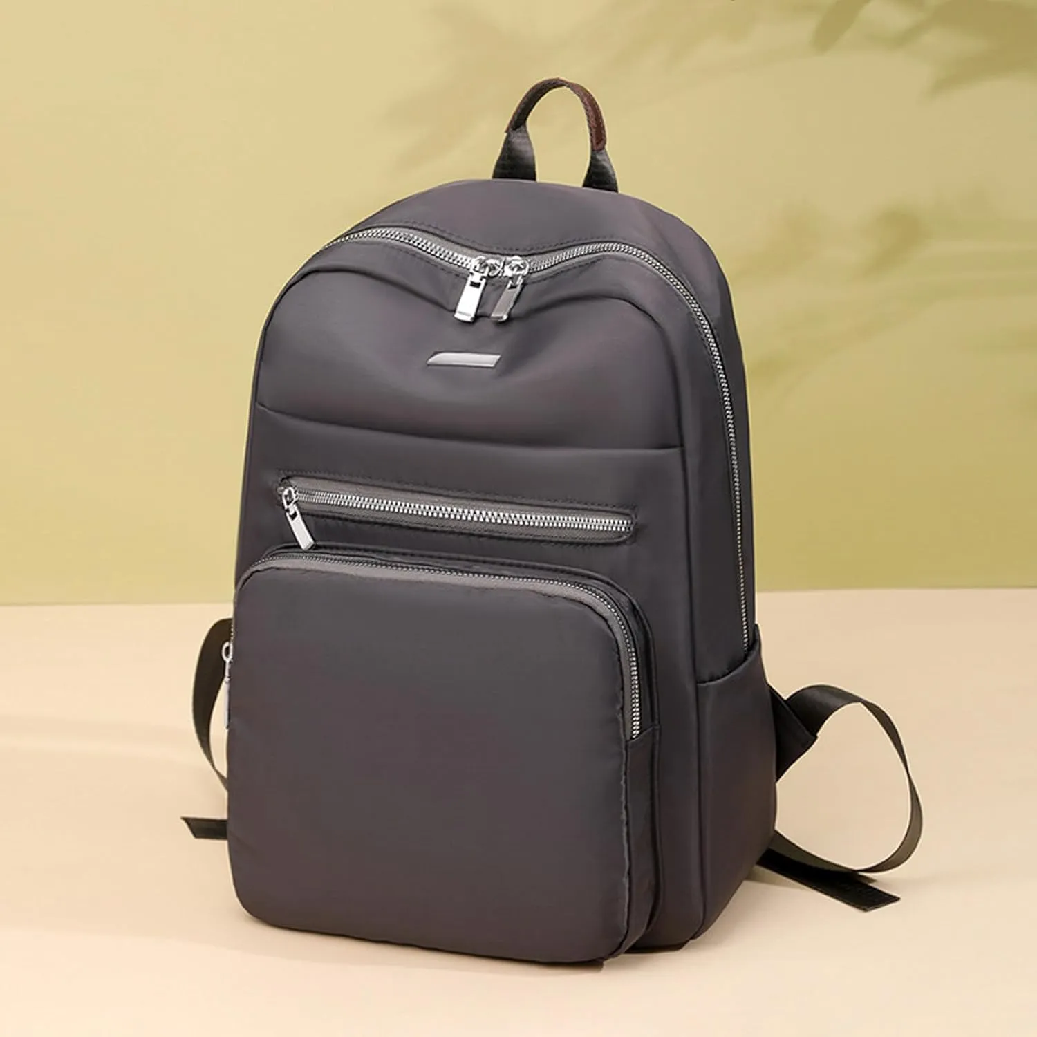 Ladies Large Capacity Lightweight Backpack Casual Fashion Soft Leather Outdoor Season Backpack with (Grey, One Size)