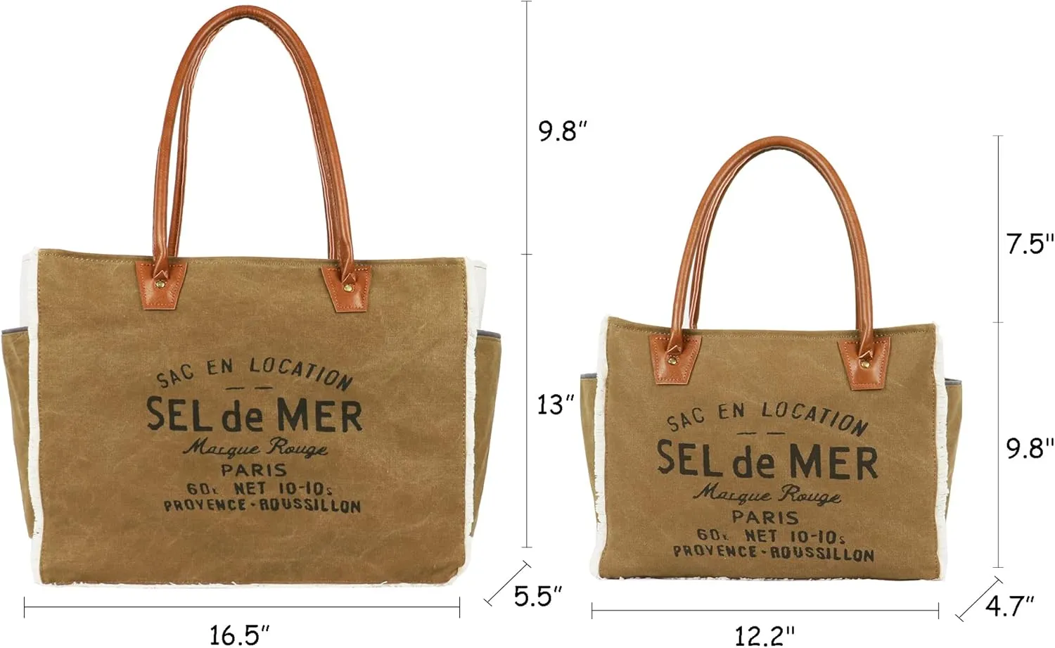 Lamyba Sel De Mer Canvas HandBag Upcycled Canvas Leather Tote Bag